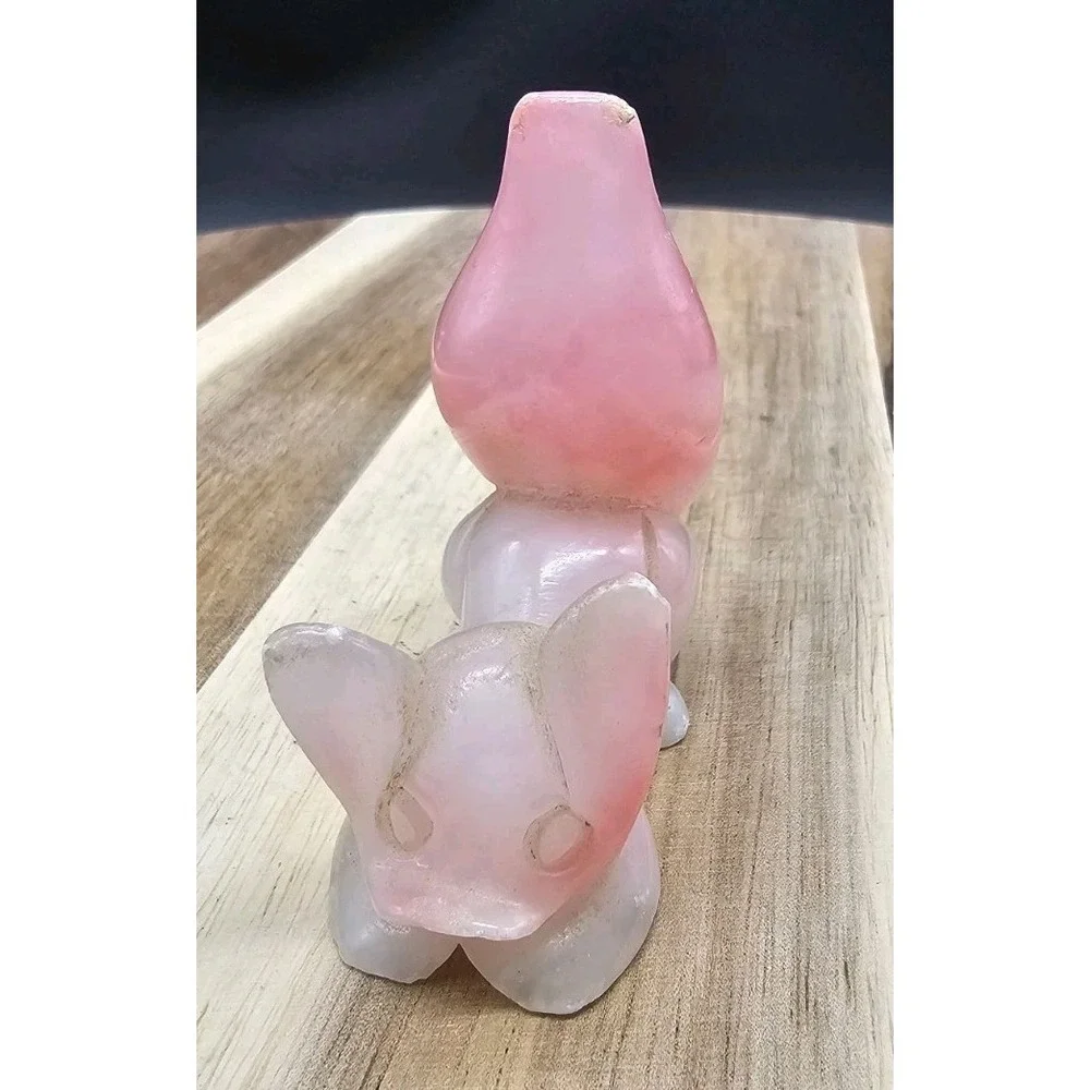 Vintage Carved‎ Pink Alabaster Cat Figurine